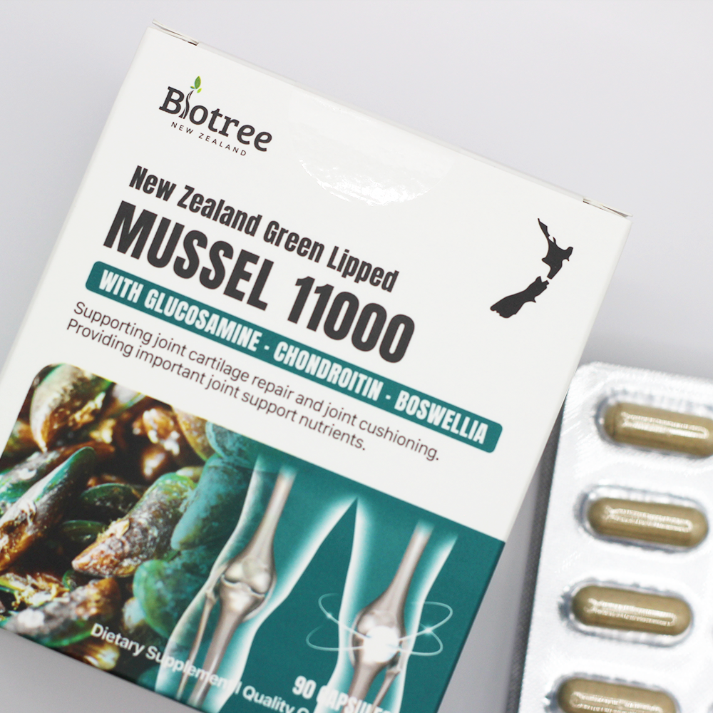 Biotree NZ Green Lipped Mussel 11000mg – ผลิตภัณฑ์บำรุงข้อต่อ – ผสานกลูโคซามีน, คอนดรอยติน และบอสเวลเลีย