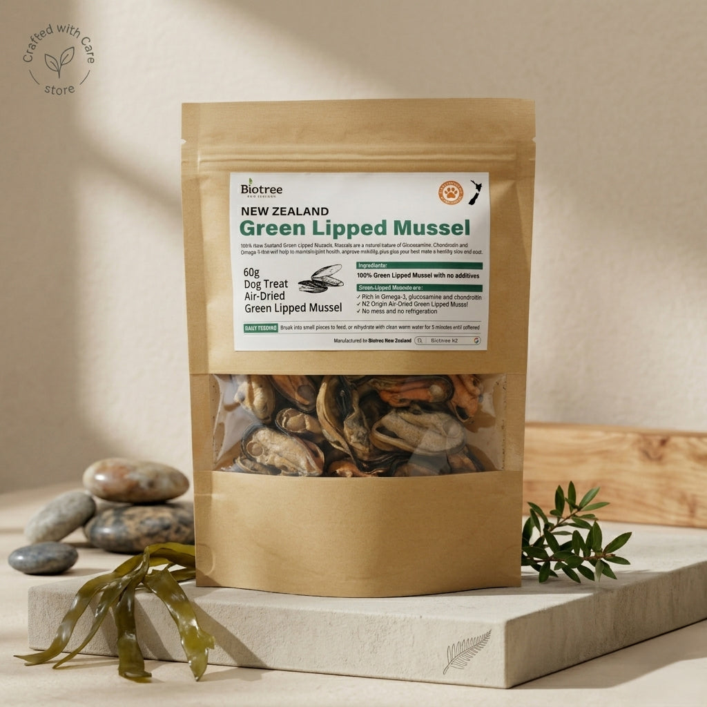 Biotree ขนมสำหรับสุนัข หอยแมลงภู่ปากเขียวนิวซีแลนด์อบแห้ง (Air-Dried) ขนาด 60g